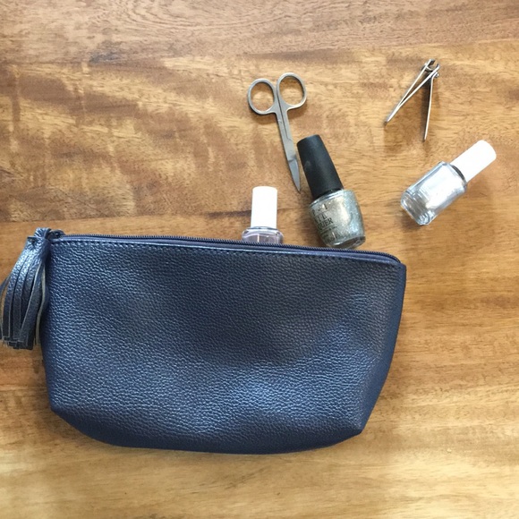 Neiman Marcus Handbags - Neiman Marcus Leather Tassel Makeup Bag Pouch